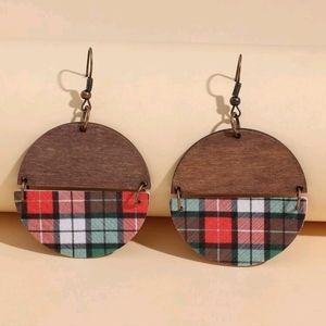 🍉5 for $25* Plaid Wood Earrings